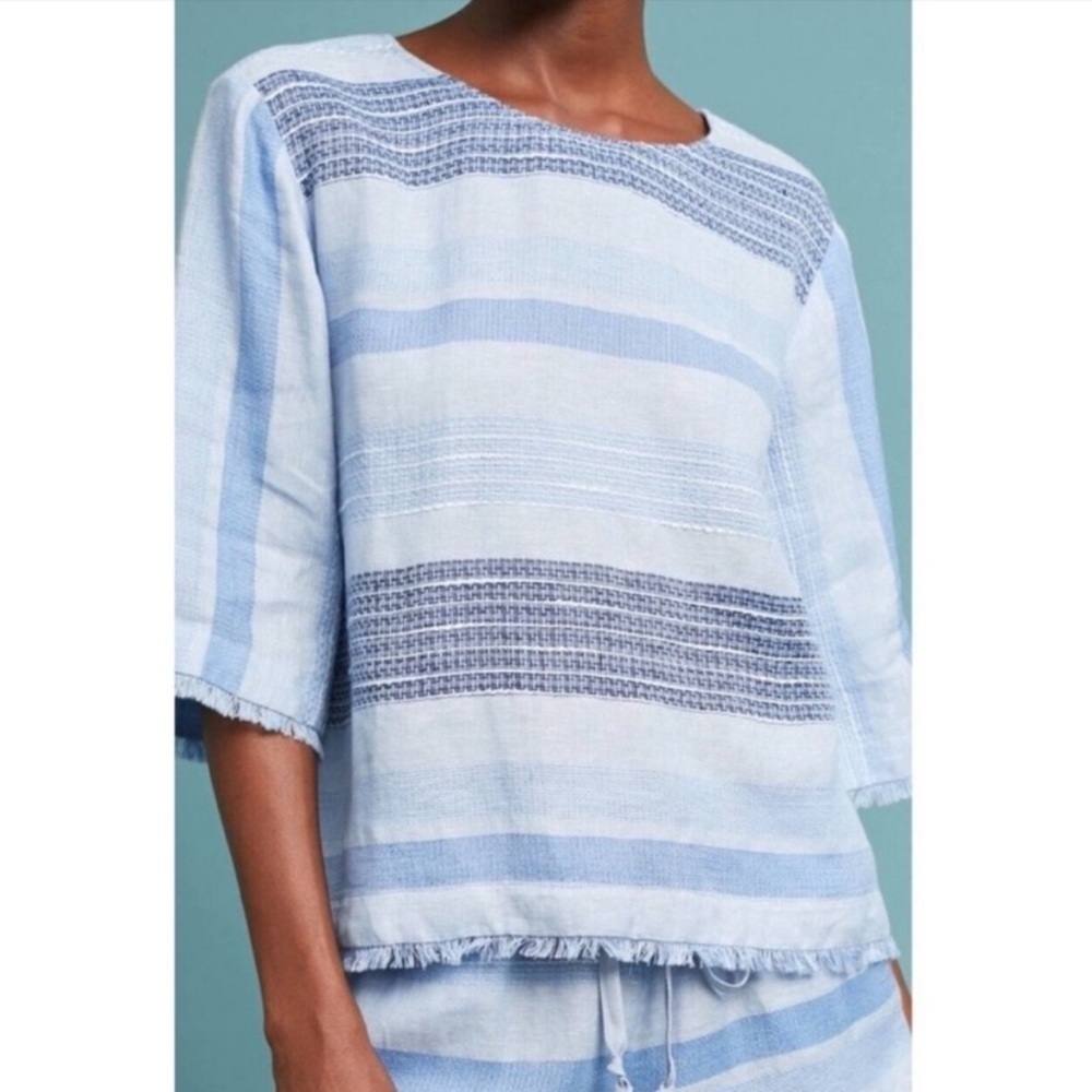 Cloth & Stone Blue Striped Blouse